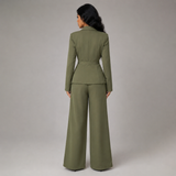 Tailored Wrap Blazer and Wide-Leg Trousers Set