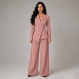 Tailored Wrap Blazer and Wide-Leg Trousers Set
