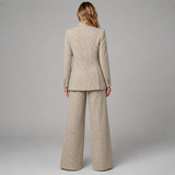 Checkered Blazer and Wide-Leg Trousers Set