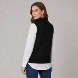 Knit Sleeveless Sweater Vest with Point Collar