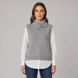 Knit Sleeveless Sweater Vest with Point Collar