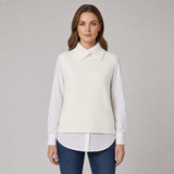 Knit Sleeveless Sweater Vest with Point Collar