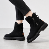 Faux Fur Lined Ankle Boots with Lug Sole and Side Zip
