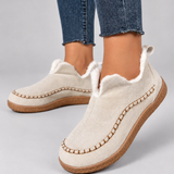 Faux Fur Lined Slip-On Ankle Boots with Round Toe