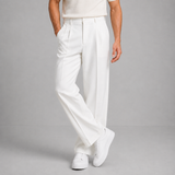 Straight-Leg Pleated Trousers with High Waist