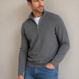 Quarter-Zip Wool-Blend Sweater with Mock Neck