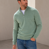 Quarter-Zip Wool-Blend Sweater with Mock Neck