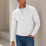 Quarter-Zip Wool-Blend Sweater with Mock Neck