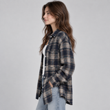 Oversized Plaid Flannel Shirt with Button Front