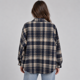 Oversized Plaid Flannel Shirt with Button Front