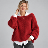 Chunky Knit Sweater with Boat Neck