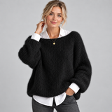 Chunky Knit Sweater with Boat Neck