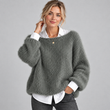Chunky Knit Sweater with Boat Neck