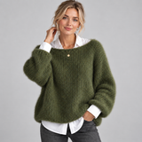 Chunky Knit Sweater with Boat Neck