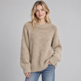 Oversized Knit Sweater with Round Neck