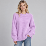 Oversized Knit Sweater with Round Neck
