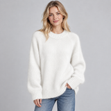 Oversized Knit Sweater with Round Neck