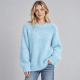 Oversized Knit Sweater with Round Neck