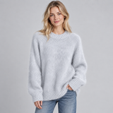 Oversized Knit Sweater with Round Neck