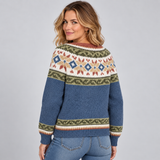 Fair Isle Cardigan with Button Front and V-Neck