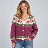 Fair Isle Cardigan with Button Front and V-Neck