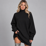 Oversized Knit Turtleneck Sweater Mini Dress