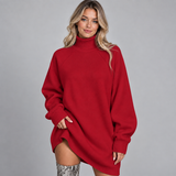 Oversized Knit Turtleneck Sweater Mini Dress