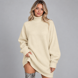 Oversized Knit Turtleneck Sweater Mini Dress