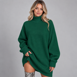 Oversized Knit Turtleneck Sweater Mini Dress