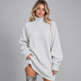 Oversized Knit Turtleneck Sweater Mini Dress