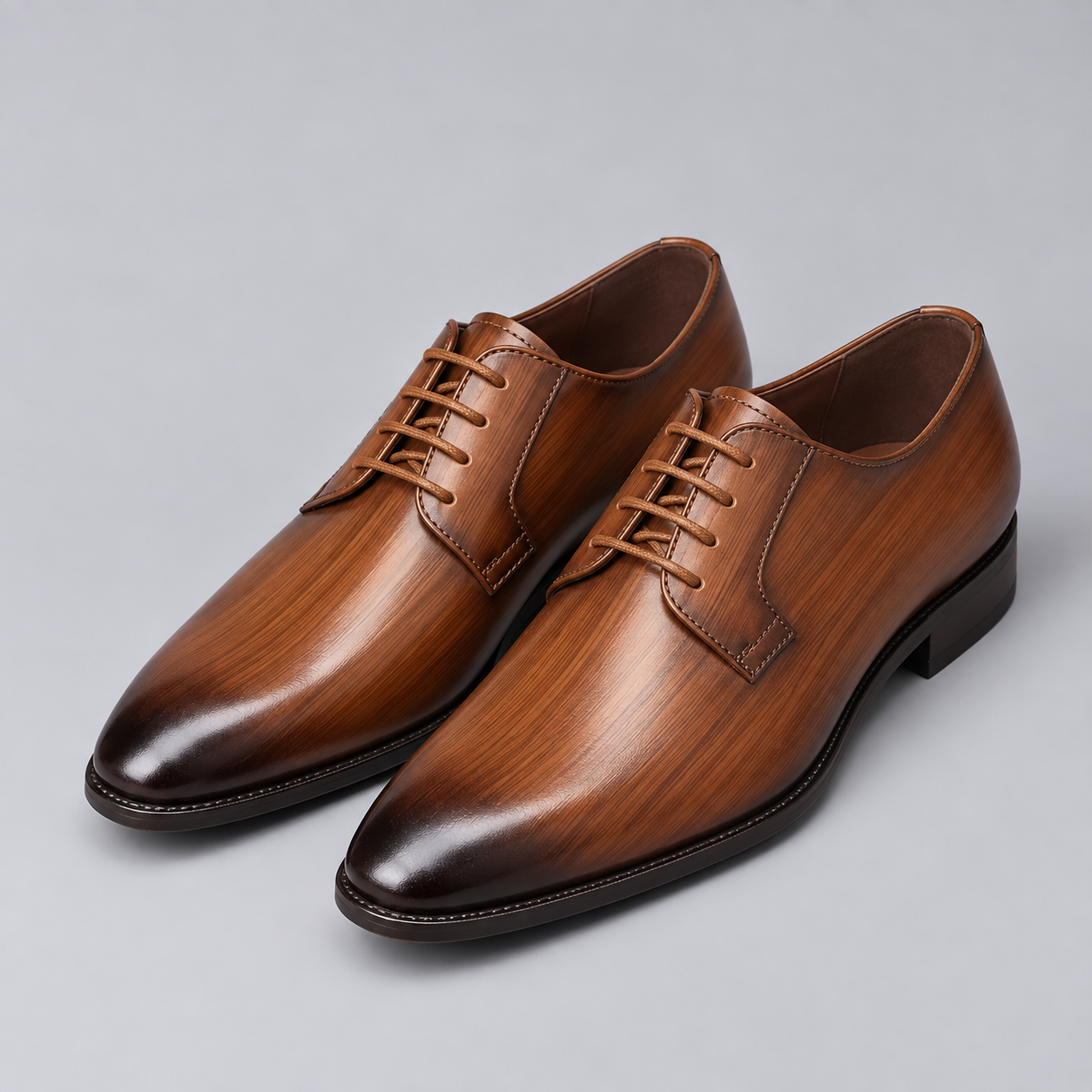 Lace-Up Derby Dress Shoes with Round Toe and Low Heel