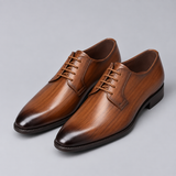 Lace-Up Derby Dress Shoes with Round Toe and Low Heel