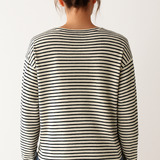 Women's Striped Top with Crew Neck Long Sleeves and Relaxed Fit