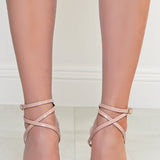 Open-Toe Strappy Heels with Crisscross Ankle Straps