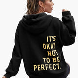 Women's Oversized Graphic Hoodie with Back Slogan Print for Casual Everyday Wear