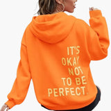 Women's Oversized Graphic Hoodie with Back Slogan Print for Casual Everyday Wear