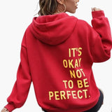 Women's Oversized Graphic Hoodie with Back Slogan Print for Casual Everyday Wear