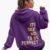 Women's Oversized Graphic Hoodie with Back Slogan Print for Casual Everyday Wear