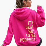 Women's Oversized Graphic Hoodie with Back Slogan Print for Casual Everyday Wear
