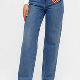 Straight-Leg Denim Jeans with High Waist