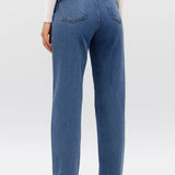 Straight-Leg Denim Jeans with High Waist