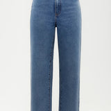 Straight-Leg Denim Jeans with High Waist