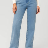 Straight-Leg Denim Jeans with High Waist