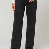 Straight-Leg Denim Jeans with High Waist