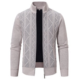 Men's Zip Front Knit Cardigan with Stand Collar