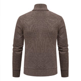 Men's Zip Front Knit Cardigan with Stand Collar