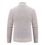 Men's Zip Front Knit Cardigan with Stand Collar