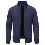 Men's Zip Front Knit Cardigan with Stand Collar