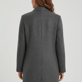 Tailored Wool Button-Front Overcoat with Stand Collar