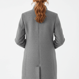 Tailored Wool Button-Front Overcoat with Stand Collar